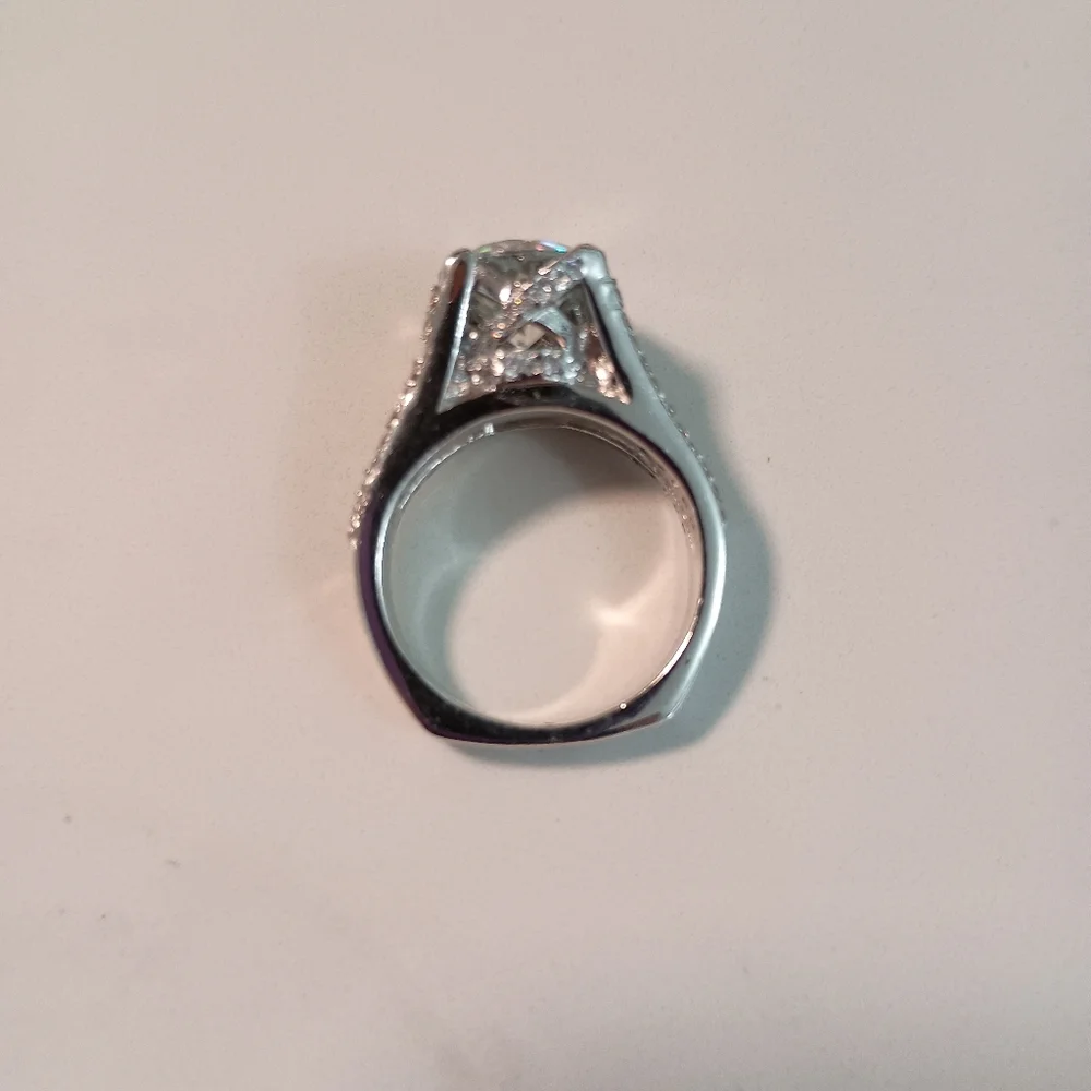 5.57 Ct  Ice White Round Moissanite Diamond Engagement Ring Silver Size 7 - Picture 12 of 13